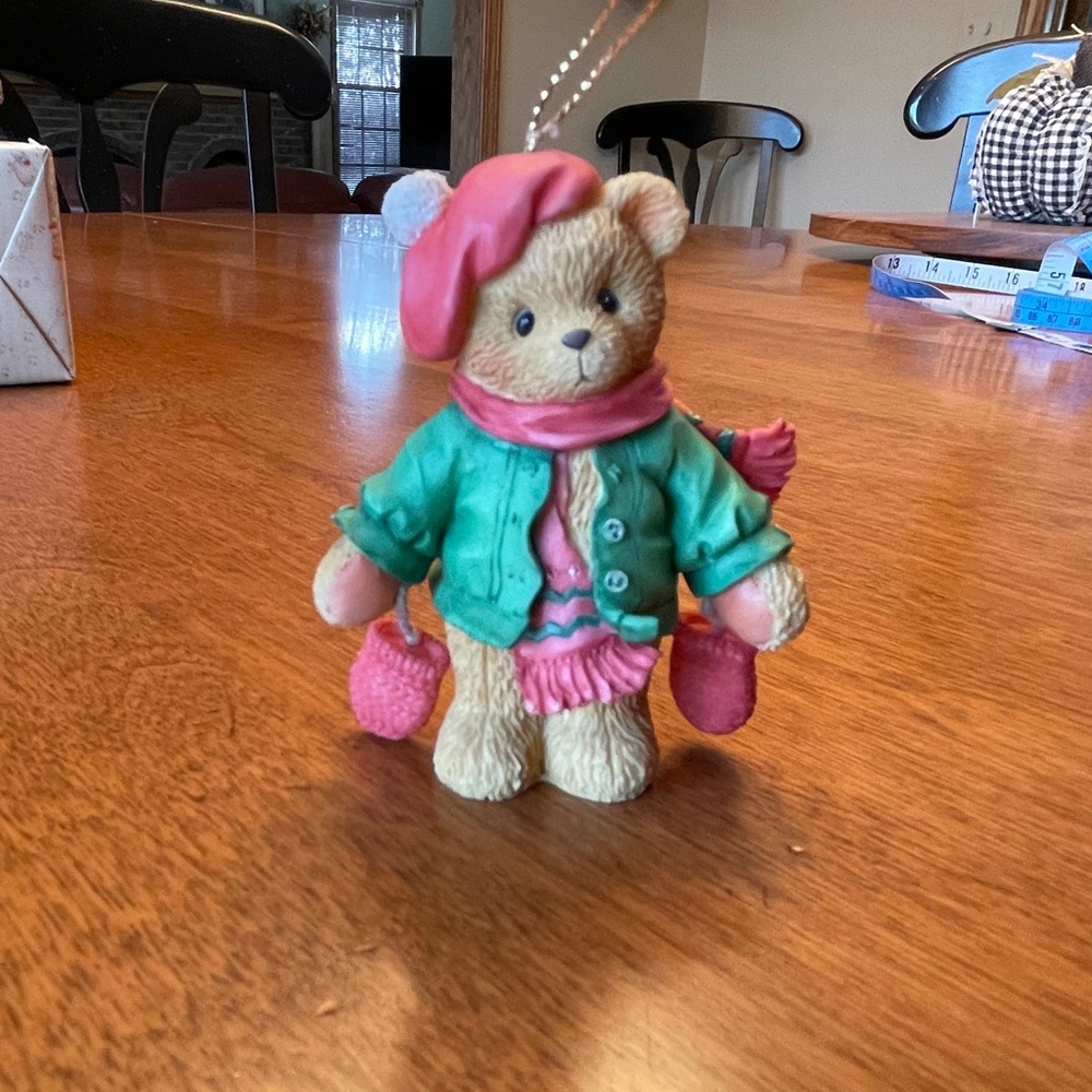 Vintage Cherished Teddies 1996- Bear With Dangling Mittens Hanging Ornament